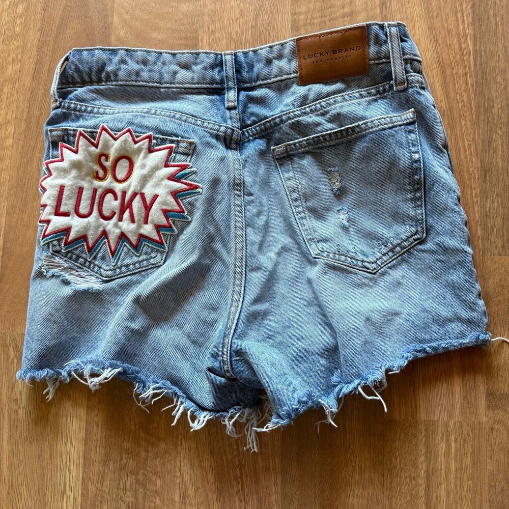 LUCKY BRAND SO LUCKY appliqué cut off shorts